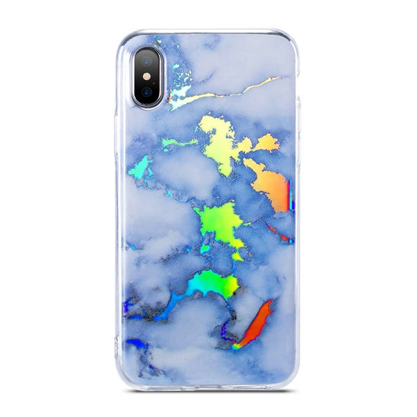 Luxury Holographic Glossy Marble iPhone Case