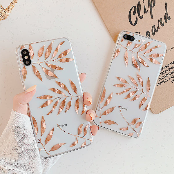 Rose Gold Leaves iPhone Case