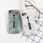 Marble Integrated Ring Holder iPhone Case