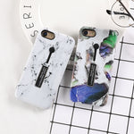 Marble Integrated Ring Holder iPhone Case