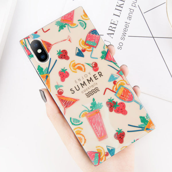 Rectangular Summer Cocktails Print iPhone Case