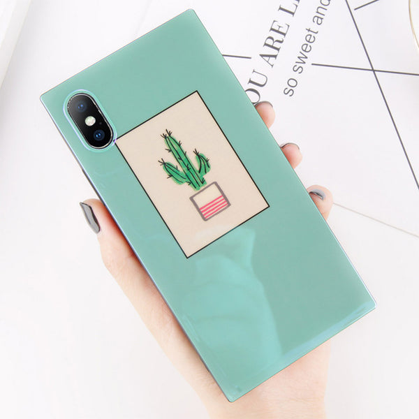 Rectangular Cactus Print iPhone Case