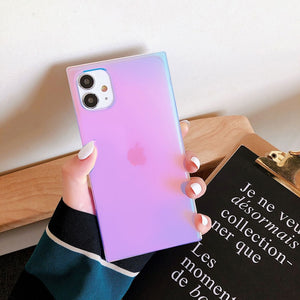 Pink Neon Holographic Rectangular iPhone Case