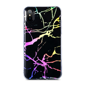 Luxury Holographic Glossy Marble iPhone Case