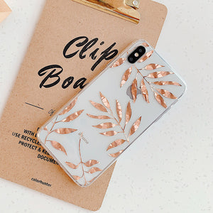 Rose Gold Leaves iPhone Case