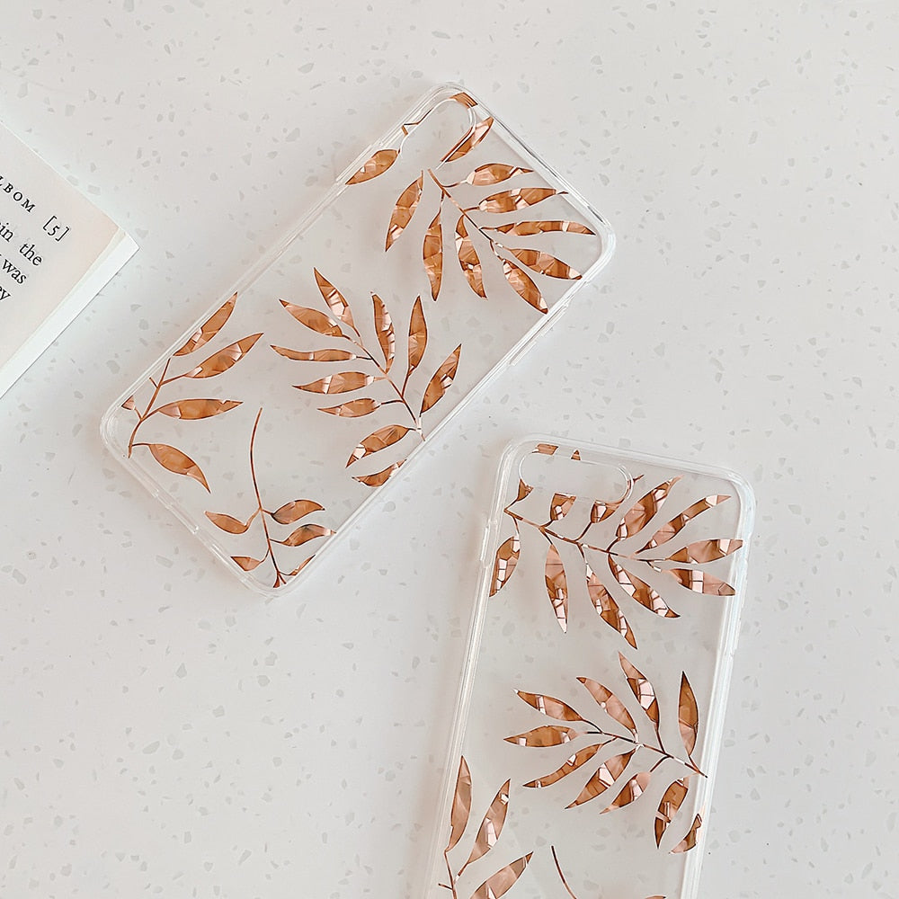 Rose Gold Leaves iPhone Case