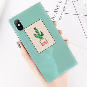Rectangular Cactus Print iPhone Case
